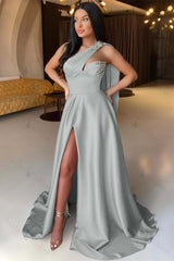 Front Split One Shoulder Sleeveless Mermaid Evening Formal Dress With Beadings Online