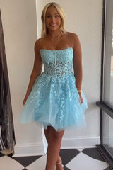 Fuchsia Homecoming Dresses Corset Lace A-Line Tulle Prom Dress