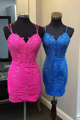 Fuchsia Homecoming Dresses Lace Tight Short Cocktail Dresses