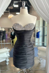 Fuchsia Homecoming Dresses Sweetheart Beaded Tight Prom Dress