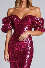 Fuchsia Wedding Guest Dress Strapless Sheath Long Formal Dress