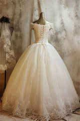 Glamorous Lace Ball Gown Wedding Dress for Princess Appliques Bride Dresses