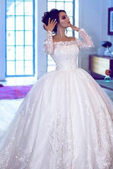 Glamorous Off Shoulder Long Sleeves Wedding Dresses | Lace Brial Ball Gowns