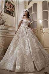 Glamorous Off-Shoulder Tulle Lace Wdding Dress Online