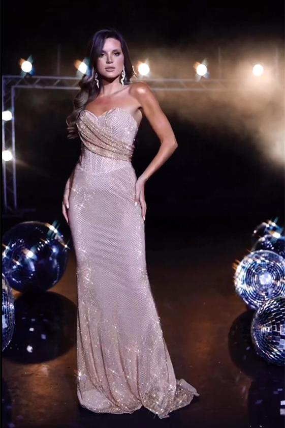 Glamorous Pink Sequined Sleeveless Mermaid Evening Dress Off-the-shoulder