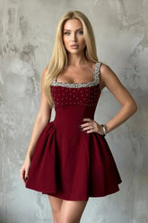 Suzhoufashion Glitter Mesh Mini Dress with Tiered Ruffles Homecoming Dresses