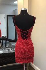 Glitter Red Homecoming Dresses Corset Tight Short Cocktail Dresses with Appliques