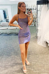 Glitter Tight Purple Homecoming Dresses Prom Dress