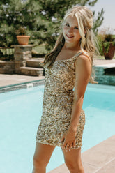 Golden Homecoming Dresses Bodycon Spaghetti Straps Prom Dress