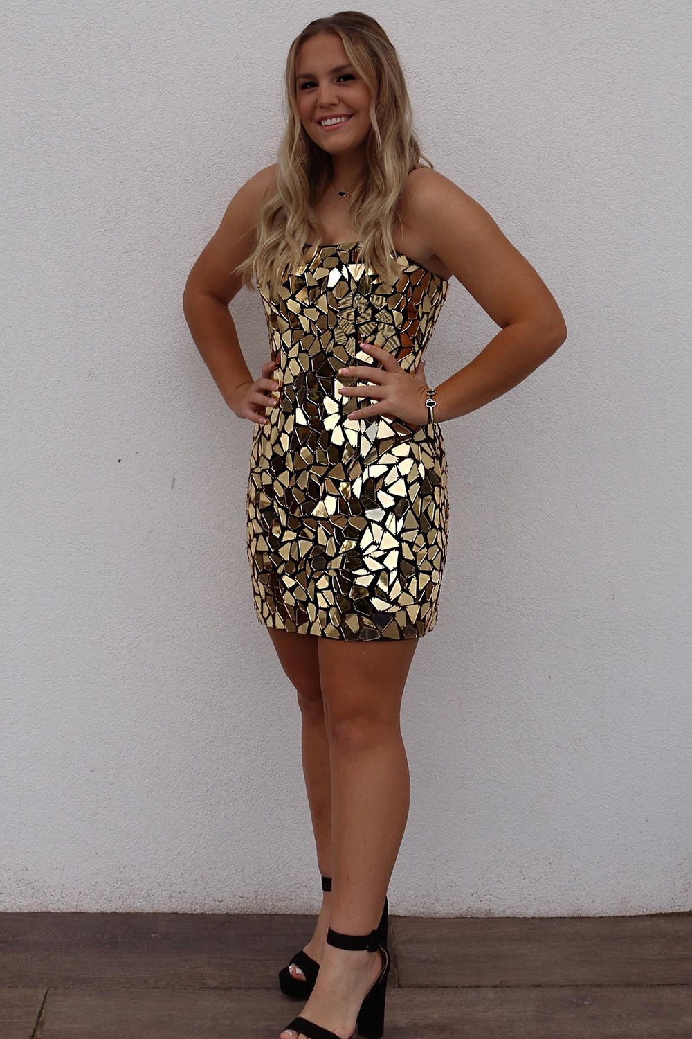 Golden Homecoming Dress Mirror Short Tight Prom Dress Suzhoufashion Golden Homecoming Dress Mirror Short Tight Prom Dress Suzhoufashion