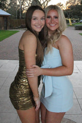 Golden Homecoming Dresses Tiered Short Tight Prom Dress