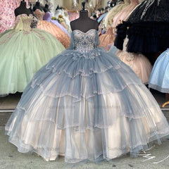 Gorgeous & Chic Ball Gown Off Shoulder Tiered Ruffles Princess Quinceanera Dress Evening Party Dress Ball Gown Birthday Party Dress For Sweet 16