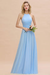 Gorgeous Halter Backless Beach Bridesmaid Dress Chiffon Garden Wedding Party Dress