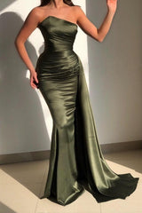 Gorgeous Long Mermaid Sleeveless Prom Dress with Ruffle
