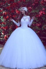 Gorgeous Long Sleeve Tulle Wedding Dress New Arrival Lace Long Sleeve Bridal Gowns