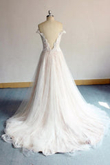 Gorgeous Off-the-shoulder Sweetheart Appliques Wedding Dress | A-line Lace Ruffles Bridal Gowns