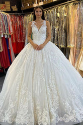 Gorgeous Sleeveless White Tulle Lace Ruffles Ball Gown Wedding Dresses