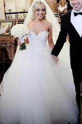 Gorgeous Sweetheart Lace Ball Gown Princess Dress Tulle Custom Made Bridal Gown BA6585