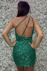 Green Homecoming Dresses Backless Tight Short Cocktail Dresses With Sequin