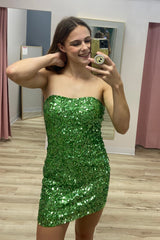 Green Homecoming Dresses Sequin Bodycon Short Cocktail Dresses