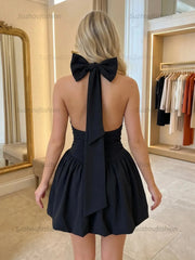 Halter Neck Tiered Ruffle Chiffon Homecoming Dresses Mini Cocktail Dress