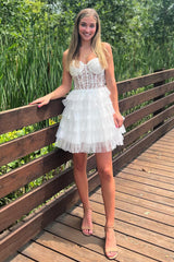 Homecoming Dresses Corset Sweetheart A-Line Short Cocktail Dresses with Lace