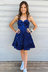 Homecoming Dresses Corset Sweetheart A-Line Short Cocktail Dresses with Pockets