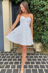 Homecoming Dresses Corset Sweetheart A-Line Short Cocktail Dresses with Pockets