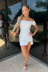 Homecoming Dresses Off the Shoulder Sequin Tight Prom Dress