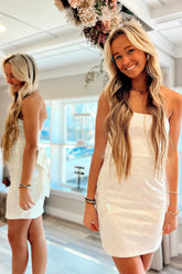 Homecoming Dresses Sequin Tight Prom Dress with Bowknot