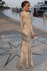 Jewel Long Sleeves Mermaid Long Evening Formal Dress With Pleated