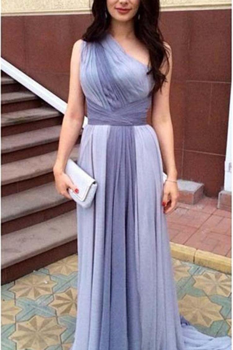Junoesque Multi Colors One Shoulder Prom Dresses Popular Ombre Bridesmaid Dress