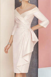 Knee Length V Neck Sheath Column Mother of the Bride Dress