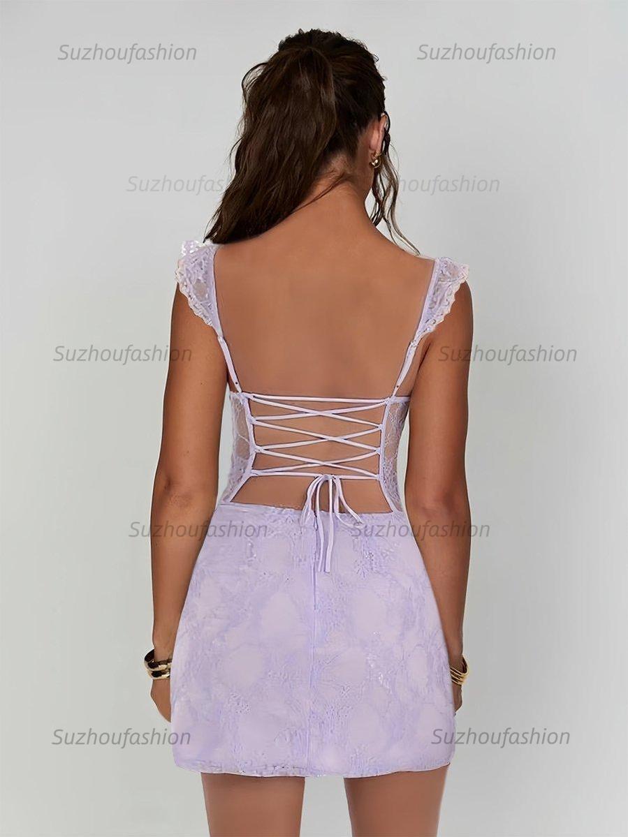 Lace Bodycon Homecoming Dress with Side Slit