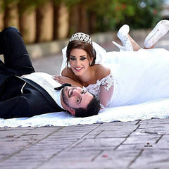 Lace Long Sleeve Wedding Dresses Off-the-shoulder A-line Bridal Gowns