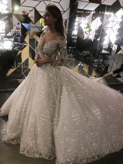 Lace Wedding Dresses with Sleeves Princess Ball Gown Bridal Dresses