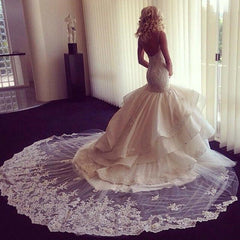 Latest Mermaid Tiered Bridal Gown Elegant Lace Wedding Dress CE0160