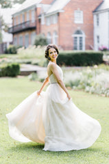 Latest V-Neck Chiffon Long Wedding Dress A-Line Elegant Spaghetti Strap Bridal Gowns