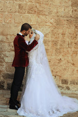 Latest White Lace Long Sleeve Arabic Bridal Dresses Formal Sweep Train Arab Wedding Dress