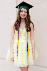 Lemon Yellow Homecoming Dresses A Line Corset Ruffled Short Cocktail Dresses