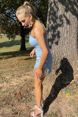 Light Blue Homecoming Dresses One Shoulder Stars Tight Short Cocktail Dresses with Fringes