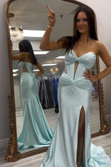 Light Green Prom Dress Cut Out Sweetheart Corset Long Formal Dress