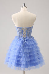 Lilac Homecoming Dresses A Line Sweetheart Tiered Short Cocktail Dresses With Appliques