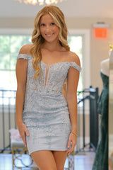 Lilac Homecoming Dresses Corset Floral Tight Short Cocktail Dresses