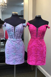 Lilac Homecoming Dresses Corset Floral Tight Short Cocktail Dresses