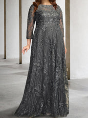 Long Sleeve A Line Mother of the Bride Dress Featuring Applique