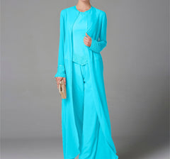 Long Sleeve Chiffon Mother of the Bride Pantsuit with Jacket and Sequins