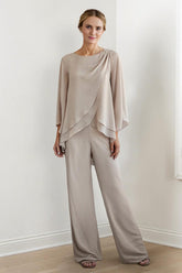 Long Sleeve Chiffon Pantsuit for the Mother of the Bride