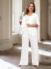 Long Sleeve Chiffon Pantsuit with Jacket for the Mother of the Bride