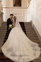 Long Wedding Dress A Line White Strapless Bridal Gown With Lace